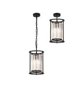 Munito 20cm Pendant/Semi Ceiling, 1 x E27, Satin Black/Clear Crystal