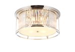Munito 65cm Flush Ceiling Light, 6 x E27, Polished Nickel/Clear Crystal
