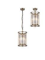 Munito 20cm Pendant/Semi Ceiling, 1 x E27, Antique Brass/Clear Crystal