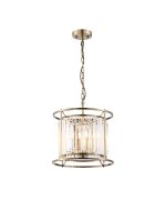 Munito 36cm Pendant/Semi Ceiling Convertible, 3 x E14, Antique Brass/Clear Crystal