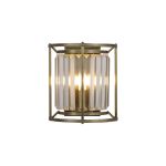 Munito Wall Lamp, 2 x E14, Antique Brass/Clear Crystal