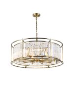 Munito 80cm Pendant/Semi Ceiling, 10 x E14, Antique Brass/Clear Crystal