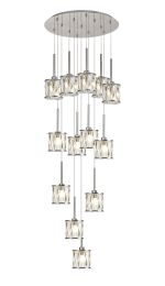 Fonte 56cm 13 Light G9 2.5m Round Multiple Pendant Polished Chrome / Clear Crystal Shade