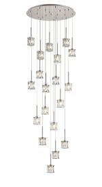 Fonte 76.8cm 19 Light G9 3.5m Round Multiple Pendant Polished Chrome / Clear Crystal Shade, Item Weight: 25.1kg