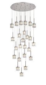 Fonte 87.8cm 24 Light G9 5m Round Multiple Pendant Polished Chrome / Clear Crystal Shade, Item Weight: 32.4kg