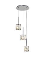 Fonte 30cm 3 Light G9 2m Round Pendant Polished Chrome / Clear Crystal Shade