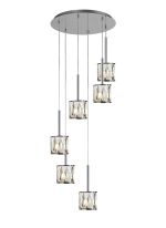 Fonte 40cm 6 Light G9 2.5m Round Multiple Pendant Polished Chrome / Clear Crystal Shade