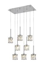 Fonte 8 Light G9 2m Rectangle Multiple Pendant Polished Chrome / Clear Crystal Shade