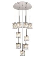 Fonte 50cm 9 Light G9 2.5m Round Multiple Pendant Polished Chrome / Clear Crystal Shade