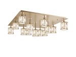 Fonte Square 13 Light G9 Flush Light French Gold / Clear Crystal Shade, Item Weight: 21.1kg