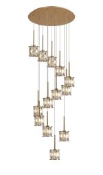 Fonte 56cm 13 Light G9 2.5m Round Multiple Pendant French Gold / Clear Crystal Shade