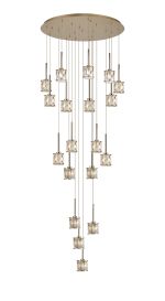 Fonte 76.8cm 19 Light G9 3.5m Round Multiple Pendant French Gold / Clear Crystal Shade, Item Weight: 25.1kg