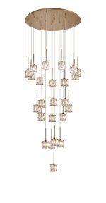 Fonte 87.8cm 24 Light G9 5m Round Multiple Pendant French Gold / Clear Crystal Shade, Item Weight: 32.4kg