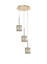 Fonte 30cm 3 Light G9 2m Round Pendant French Gold / Clear Crystal Shade