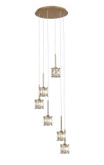 Fonte 40cm 6 Light G9 2.5m Round Multiple Pendant French Gold / Clear Crystal Shade