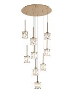 Fonte 50cm 9 Light G9 2.5m Round Multiple Pendant French Gold / Clear Crystal Shade