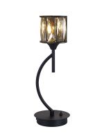 Fonte 1 Light G9 Vertical Crystal Table Lamp Satin Black & Smoke Crystal Shade