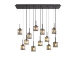 Fonte 12 Light G9 2m Linear Pendant Satin Black / Smoke Crystal Shade