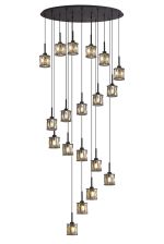 Fonte 19 Light G9 2m Oval Multiple Pendant Satin Black / Smoke Crystal Shade, Item Weight: 24.1kg