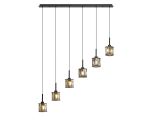 Fonte 6 Light G9 2m Linear Pendant Satin Black / Smoke Crystal Shade