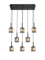 Fonte 8 Light G9 2m Rectangle Multiple Pendant Satin Black / Smoke Crystal Shade