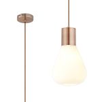 Odeyscene 23cm Narrow Pendant, 1 x E27, Antique Copper/Opal Glass