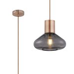 Odeyscene 31cm Wide Pendant, 1 x E27, Antique Copper/Inky Black Glass