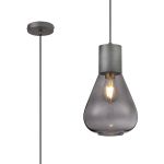 Odeyscene 23cm Narrow Pendant, 1 x E27, Pewter/Inky Black Glass