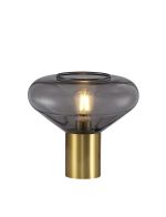 Odeyscene Wide Table Lamp, 1 x E27, Aged Brass/Inky Black Glass