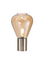 Odeyscene Narrow Table Lamp, 1 x E27, Satin Nickel/Amber Glass