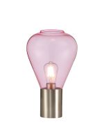 Odeyscene Narrow Table Lamp, 1 x E27, Satin Nickel/Pink Glass