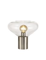 Odeyscene Wide Table Lamp, 1 x E27, Satin Nickel/Clear Glass