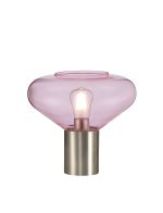 Odeyscene Wide Table Lamp, 1 x E27, Satin Nickel/Pink Glass
