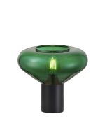Odeyscene Wide Table Lamp, 1 x E27, Satin Black/Bottle Green Glass