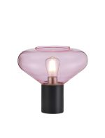 Odeyscene Wide Table Lamp, 1 x E27, Satin Black/Pink Glass