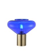 Odeyscene Wide Table Lamp, 1 x E27, Antique Brass/Blue Ink Glass