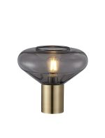 Odeyscene Wide Table Lamp, 1 x E27, Antique Brass/Inky Black Glass