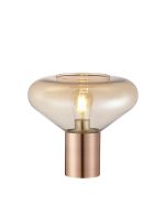 Odeyscene Wide Table Lamp, 1 x E27, Antique Copper/Amber Glass