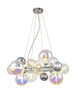 Parmingiano 70cm Circular Pendant, 12 x G9, Polished Chrome, Iridescent/Chrome Glass