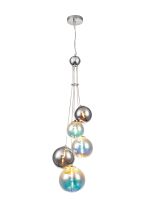 Nu Marlborough 5 Light Pendant. Polished Chrome / Iridescent Finish.