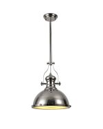 Peninaro 34cm Multi Height Pendant, 1 x E27, Polished Nickel/Frosted Glass