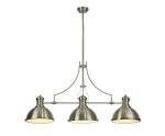 Peninaro Linear Multi Height Pendant, 3 x E27, Antique Brass/Frosted Glass