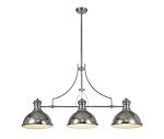 Peninaro Linear Multi Height Pendant, 3 x E27, Polished Nickel/Frosted Glass