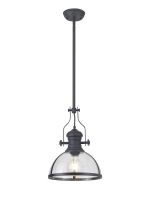 Peninaro Multi Height Pendant, 1 x E27, Graphite With Round 30cm Graphite / Clear Glass Shade