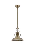 Peninaro 1 Light Multi Height Pendant E27 With 30cm Round Glass Shade, Antique Brass/Smoked