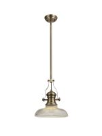 Peninaro 1 Light Multi Height Pendant E27 With 30cm Round Glass Shade, Antique Brass/Clear