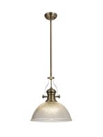 Peninaro 1 Light Multi Height Pendant E27 With 38cm Dome Glass Shade, Antique Brass/Clear