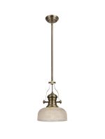 Peninaro 1 Light Multi Height Pendant E27 With 26.5cm Prismatic Glass Shade, Antique Brass/Clear
