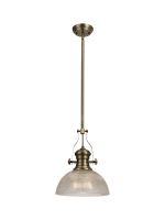 Peninaro 1 Light Multi Height Pendant E27 With 30cm Prismatic Glass Shade, Antique Brass/Clear