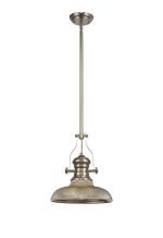 Peninaro 1 Light Multi Height Pendant E27 With 30cm Round Glass Shade, Polished Nickel/Smoked